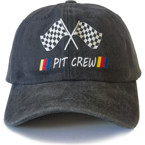 Checkered Flags Racing Car Flag Baseball Caps Pit Crew Adjustable Denim Dad Hat Snapback
