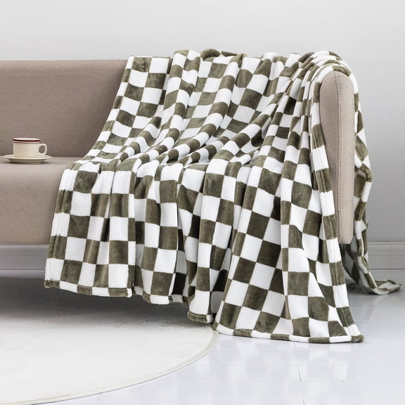 Checkered Flannel Blanket | Black and White Square Pattern | Soft Polyester | 100X70Cm | Sofa and Bed Cover