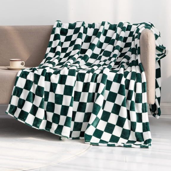 Checkered Flannel Blanket Throw, Soft Warm Lightweight Sofa Bed Blanket With Classic Plaid Design Durable Easy Care Fabric, Decorative Couch Blanket For Living Room Bedroom Travel Outdoor