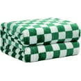 thumbnail image 1 of Checkered Flannel Fleece Throw Blanket Soft Cozy Checkerboard Grid Print Chessboard Gingham Pattern Blankets for Bed Couch Sofa, 50"x60", Green, 1 of 6