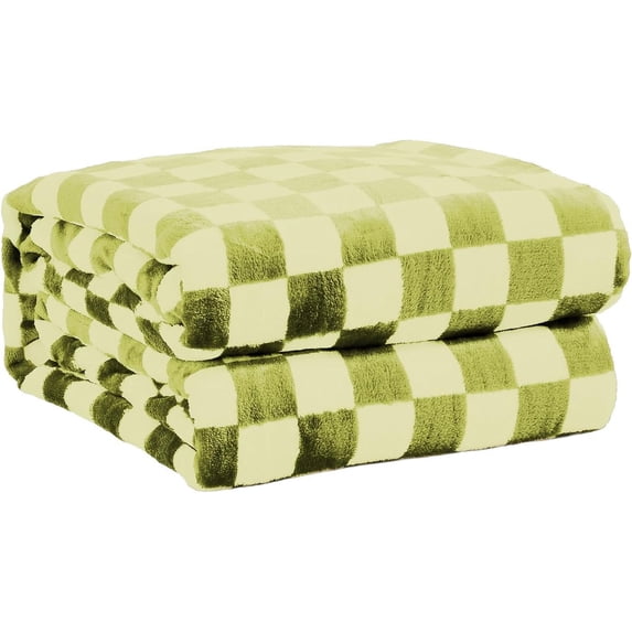 Checkered Flannel Fleece Throw Blanket Soft Cozy Checkerboard Grid Print Chessboard Gingham Pattern Blankets for Bed Couch Sofa, 50"x60", Sage Green