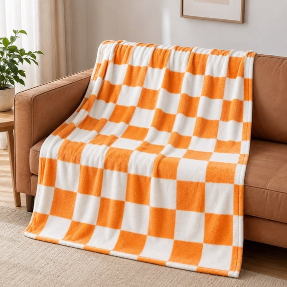 Checkered Plaid Grid Print Fleece Throw Blanket, Soft 280 Gsm Polyester, Home Decor for Couch, Sofa & Bed