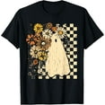 thumbnail image 1 of Checkered Floral Ghost Halloween Girl Halloween Costume T-Shirt, 1 of 7