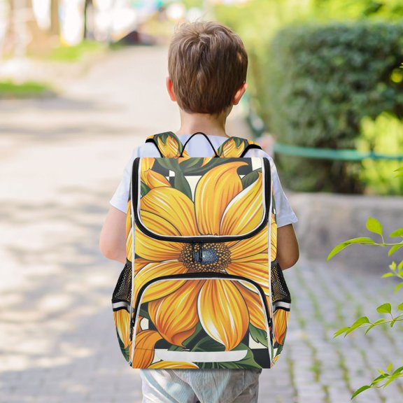 Checkered Flowers Backpack Big Laptop Backpack Casual Daypack Quilted Large Capacity Large Bookbags