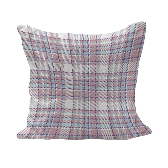 Checkered Fluffy Throw Pillow Cushion Cover, Antique Clothing Pattern Design with Retro Display English Culture, Rectangle Accent Pillow Case, 36" x 16", Lilac Purple Pale Blue, by Ambesonne