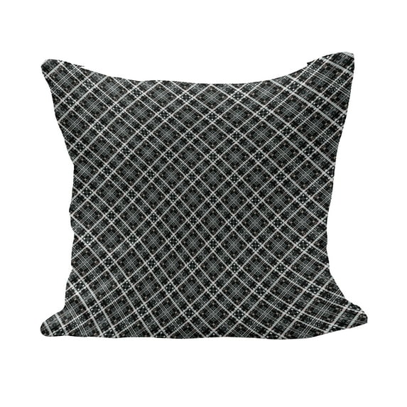 Checkered Fluffy Throw Pillow Cushion Cover, Traditional Pattern with Crosswise Dense Lines Plaid Inspired, Decorative Square Accent Pillow Case, 20" x 20", Grey Pale Blue Pale Pink, by Ambesonne