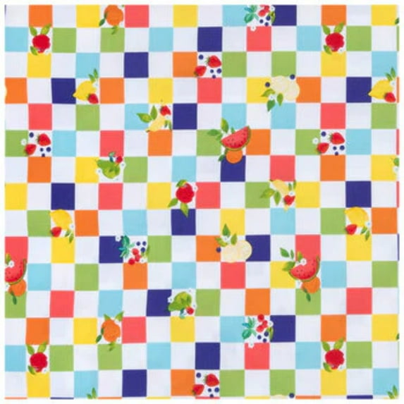 Checkered Fruit Cotton Calico Fabric