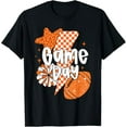 thumbnail image 1 of Checkered Game Day Football Orange Touchdown Season Men Boys T-Shirt, 1 of 4