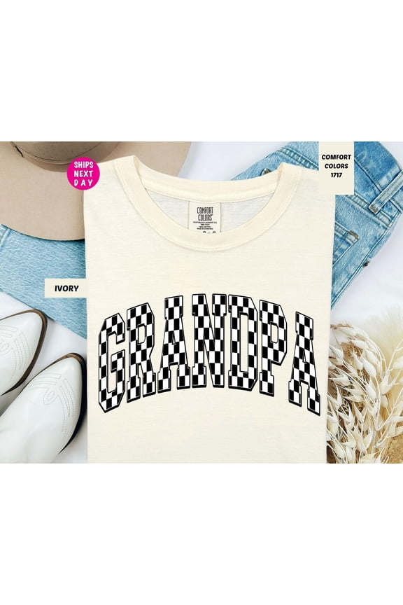 Checkered Grandpa Retro T-Shirt All Size S-3XL