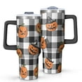 thumbnail image 1 of Checkered Halloween Pumpkin Pattern Tumbler with Handle and Lid,40oz Double Wall Vacuum Insulated Tumbler,Cups Gift for Women and Men, 1 of 7