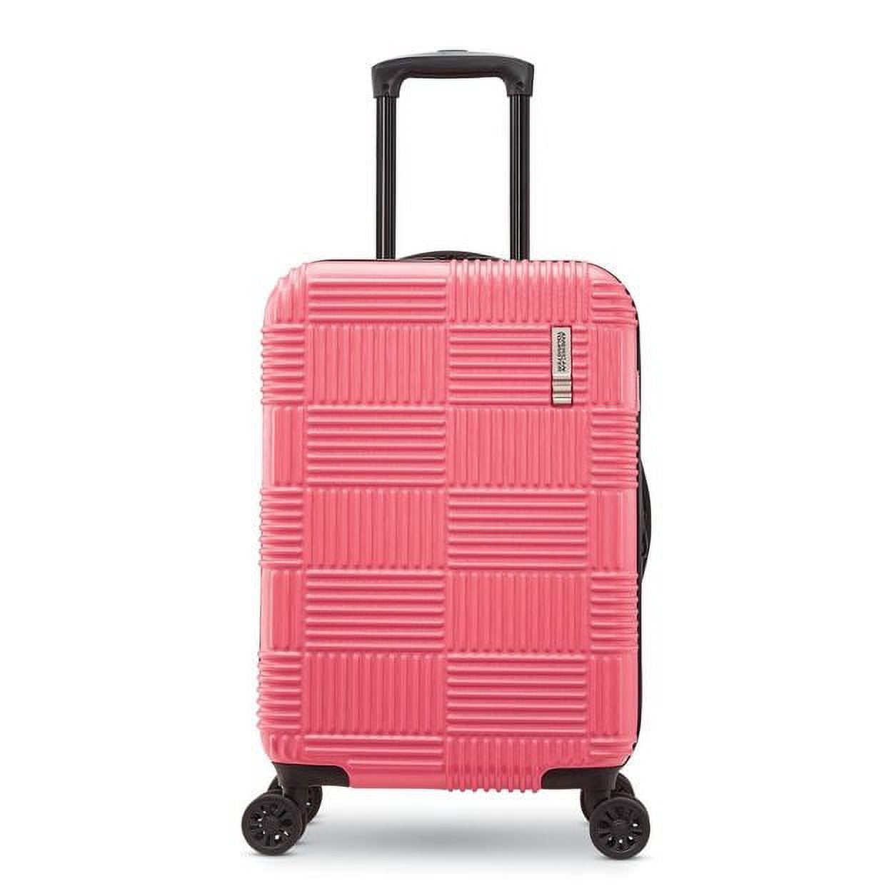 Checkered Hardside Carry On Spinner Suitcase,Flamingo