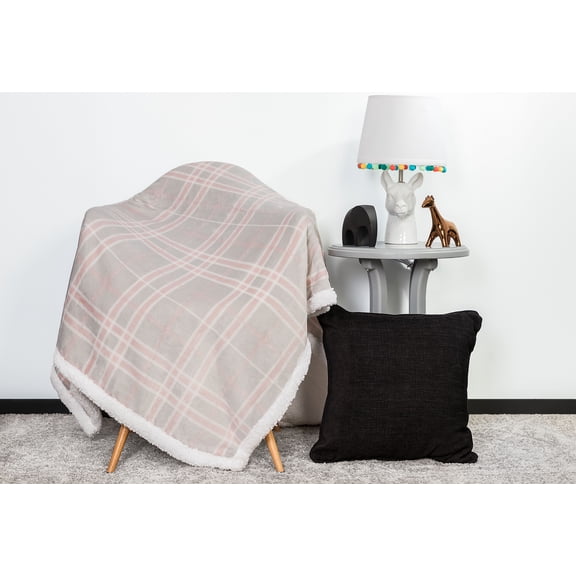 Checkered Hooded Sherpa Fleeced Throw Blanket, Standard Throw
