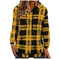 thumbnail image 1 of Checkered Hoodies Pullover Sweater Blouses for Womens Velvet Thermal Hooded Tops Long Sleeve Pullover Plaid Printed Blouse Fall Outfits 2025 Loose Fit, 1 of 3