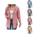thumbnail image 1 of Checkered Hoodies for Women 2025 Fall Winter Long Sleeve Button Down Business Casual Cardigan Jacket Coat, 1 of 6
