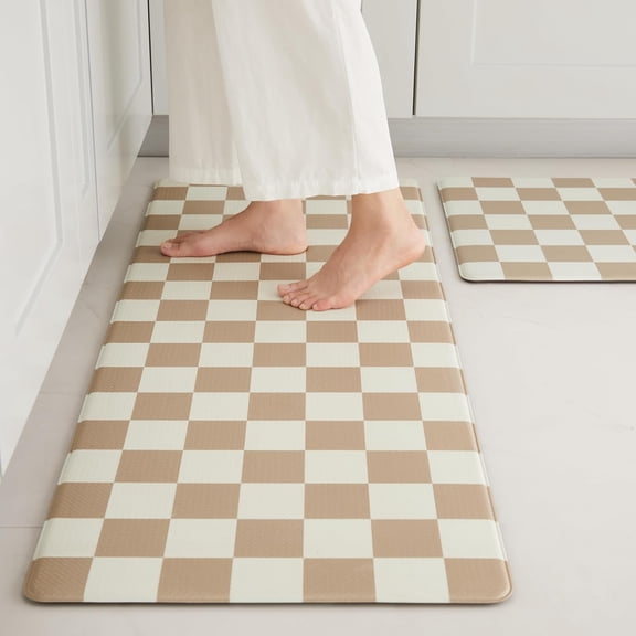 Checkered Kitchen Mats for Floor, Cushioned Non Slip Runner Rugs for Kitchen/Sink/Laundry, Comfort Aesthetic Cute Anti-Fatigue Foam Floor Mat