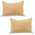 thumbnail image 1 of Checkered Knitted Quilt Pillowcover Set of 2, Diagonal Gingham Pattern in Orange and White Tones Old Fashioned Classical Tile, Standard Queen Pillow Sham Bedroom, 30" x 20", Orange White, by Ambesonne, 1 of 1