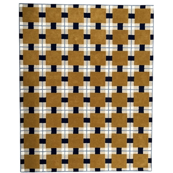Checkered Layered Area Rug Multicolor Geometric Pattern Hand Tufted Soft Carpet for Living Room Bedroom Floor Decor 5x8