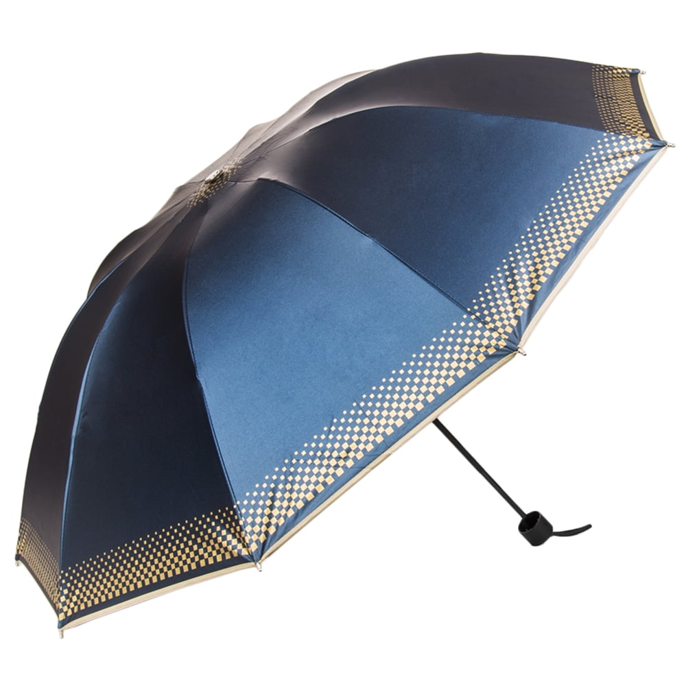 Checkered Lightweight Compact Travel Sized Windproof Nylon Umbrella With Easy Open Button
