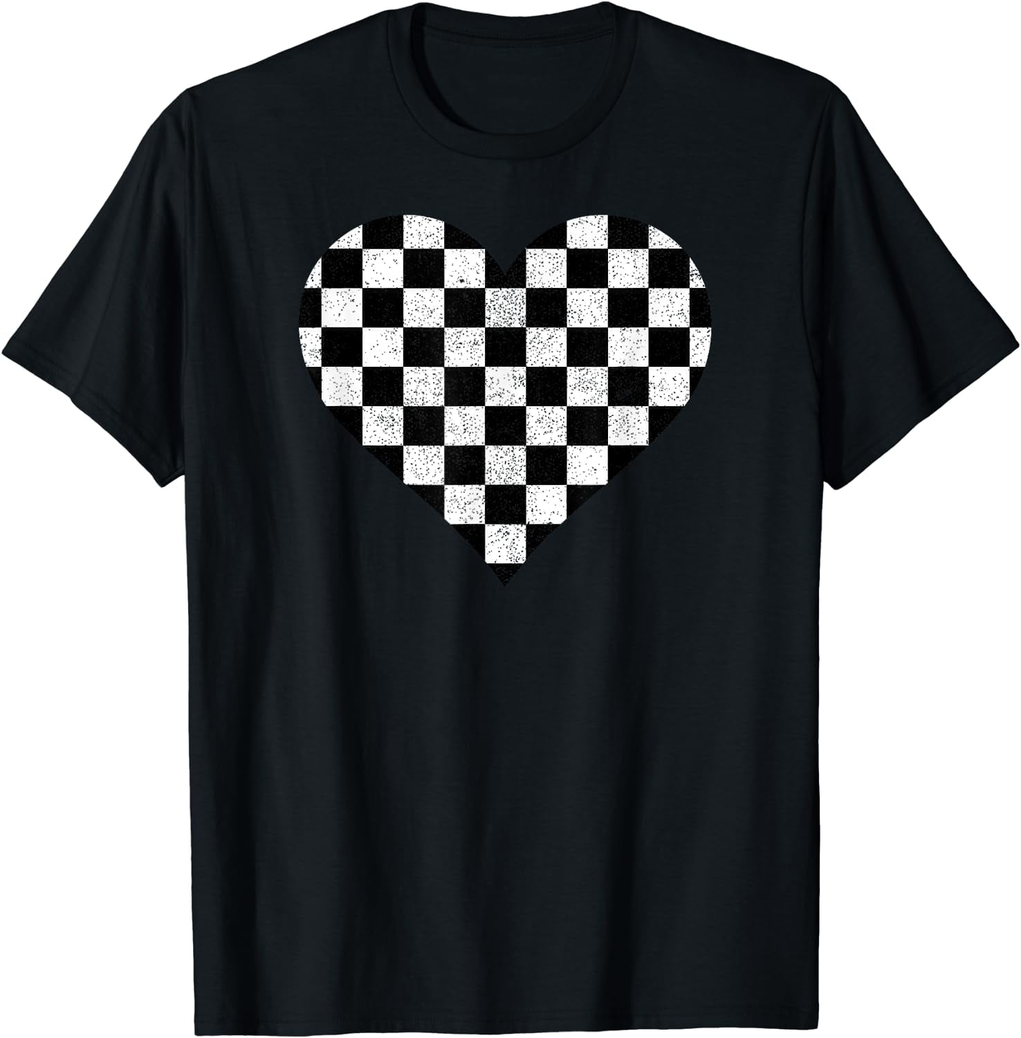 Checkered Love Heart Black And White Plaid Distressed Tshirt Checkered Love Heart Black And White Plaid Distressed Tshirt