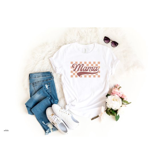 Checkered MAMA Mother's Day TShirt, Mother's Day Idea For The Best Mother, Retro Style Mom Text T-shirt With Checkered All Size S-5Xl