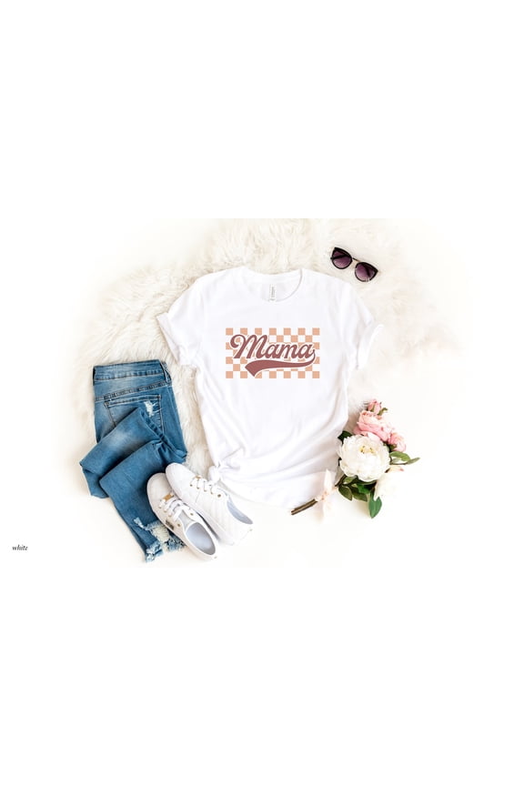 Checkered MAMA Mother's Day TShirt, Mother's Day Idea For The Best Mother, Retro Style Mom Text T-shirt With Checkered All Size S-5Xl
