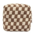 thumbnail image 1 of Checkered Makeup Bag for Purse Portable Zipper Make Up Pouch Small Knit Coin Purse for Travel Accessories （Khaki）, 1 of 7
