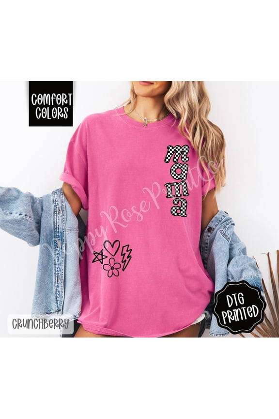 Checkered Mama Doodle Cute Mom T-Shirt All Size S-3XL