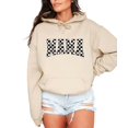 thumbnail image 1 of Checkered Mama Hoodie for Women Trendy Varsity Checkerboard Pullover, Sand Hoodie, M, 1 of 8
