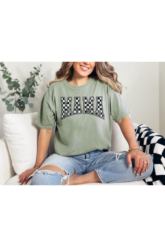 Checkered Mama Retro Mom Vintage Motherhood Baby Shower T-Shirt