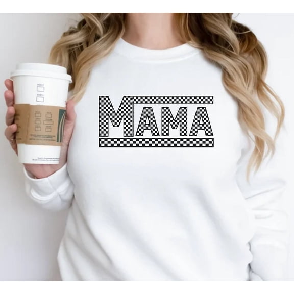 Checkered Mama Shirt, Mama Sweatshirt, Mama Tee, Checkered Crewneck, Retro Mama Shirt, Mothers Day Tshirt, Trendy Mommy Sweatshirt, for Mom Sweatshirt All Size S-5XL