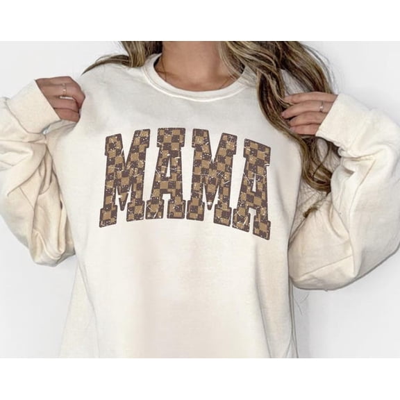 Checkered Mama Sweatshirt: Checkered Mom T-Shirt, Sweatshirt Size S-5Xl