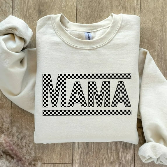 Checkered Mama Sweatshirt, Mama Sweatshirt, Mama Sweatshirt, Checkered Sweatshirt, Retro Mama Sweatshirt, Mother’s Day Sweater, Trendy Mommy TSHIRT All Size S-5XL