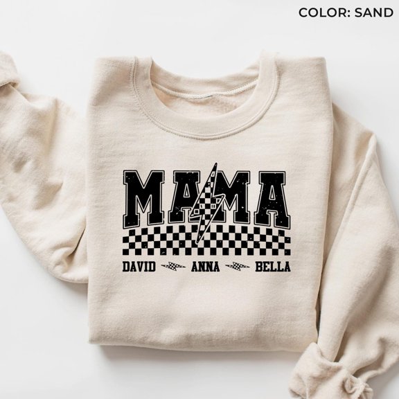 Checkered Mama Sweatshirt for Mom, Retro Mom Shirt, Mother's Day, Vintage Checkered Mama Shirt, Varsity Mom Sweatshirt F120, F2262 Tshirt All Size S-5XL
