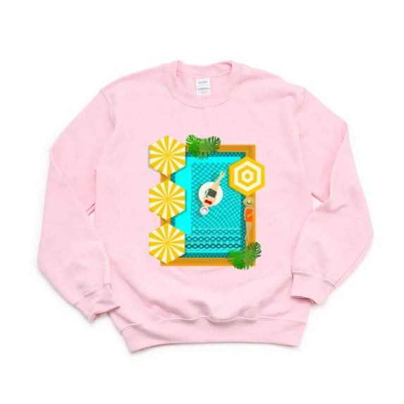 Checkered Mediterranean Style Pool Summer Vacation Tile Pattern Geometric Sweatshirt, for men & women, up to size 5XL