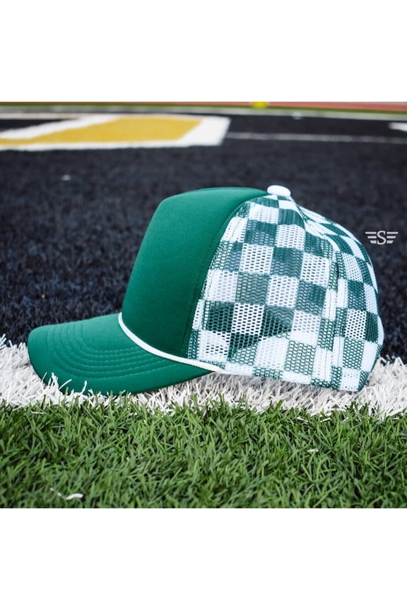 Checkered Mesh Back Cap (Forest/White)