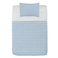 thumbnail image 1 of Checkered Microfiber Bedspread Set, Gingham Motif with Little Hearts Pastel Blue Shower Theme, Soft Bedding Set with Pillow Shams & Comforter, 3 Sizes, Pale Blue White, by Ambesonne, 1 of 1