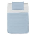 thumbnail image 1 of Checkered Microfiber Bedspread Set, Little Squares and Stripes Pastel Color Gingham Repeating Rows Vintage Tile, Soft Bedding Set with Pillow Shams & Comforter, 3 Sizes, Pale Blue White, by Ambesonne, 1 of 1