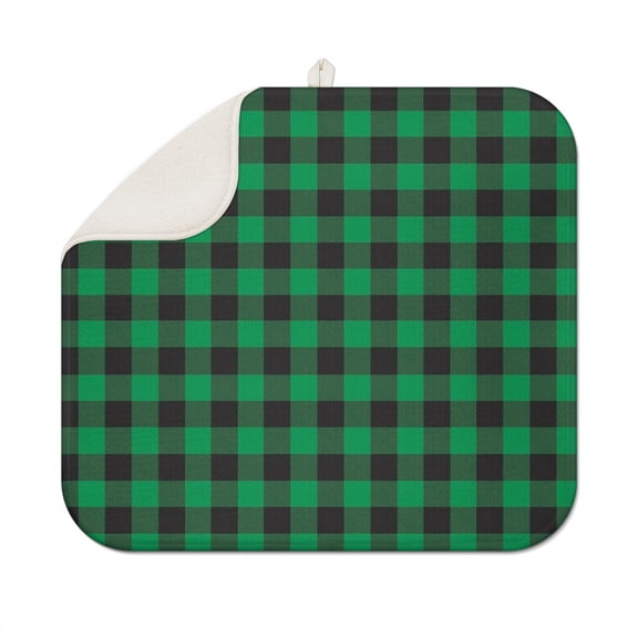 Checkered Microfiber Kitchen Drying Mat - Ultra Absorbent 3-Layer Countertop Pad - Foldable Heat Resistant Mat for Dishes & Cookware