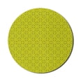 thumbnail image 1 of Checkered Mouse Pad for Computers, Monochrome Geometric Motif of Inner Flower Petals Nature Contemporary Boho Art, Round Non-Slip Thick Rubber Modern Mousepad, 8" Round, Lime Green, by Ambesonne, 1 of 2