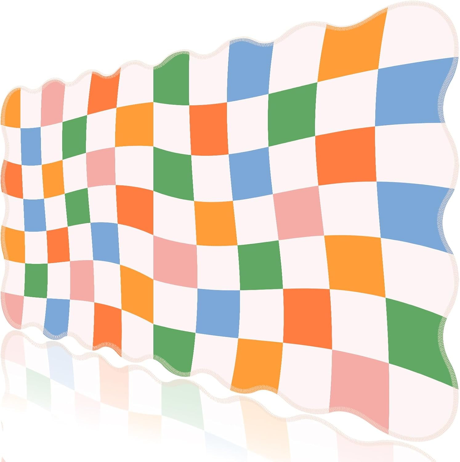 Checkered Mouse Pad,Geometric Desk Mat XXL Large Scalloped Gaming Mousepad,35.4x15.7in Non-Slip Base Keyboard Pad Waterproof Desktop Mat for Laptop Computer Game Home Office-Checkered