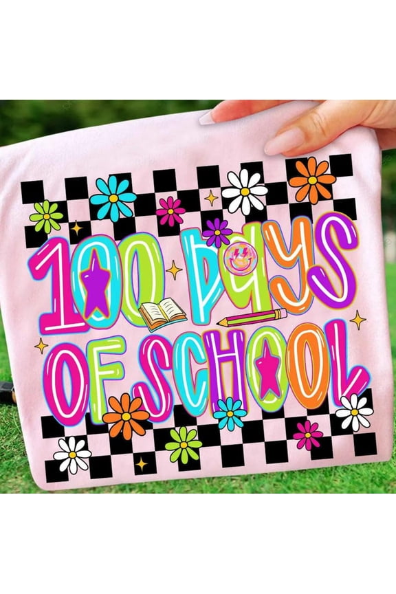 Checkered Neon 100 Days Of School shirt, Coquette Bow Pencil shirt, Teacher Student Shirt, Checkered Glitter shirt, Preppy 100 Days Smiley