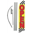 thumbnail image 1 of Checkered Open Advertising Feather Banner Swooper Flag Sign with Flag Pole Kit and Ground Stake, 1 of 3