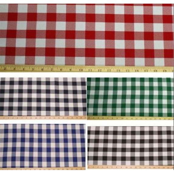 Checkered Panel Drape GINGHAM Buffalo POLYESTER PICNIC CHECKER Window Curtain", (Color:Royal Blue and White , Size: 59" W x 72" H)