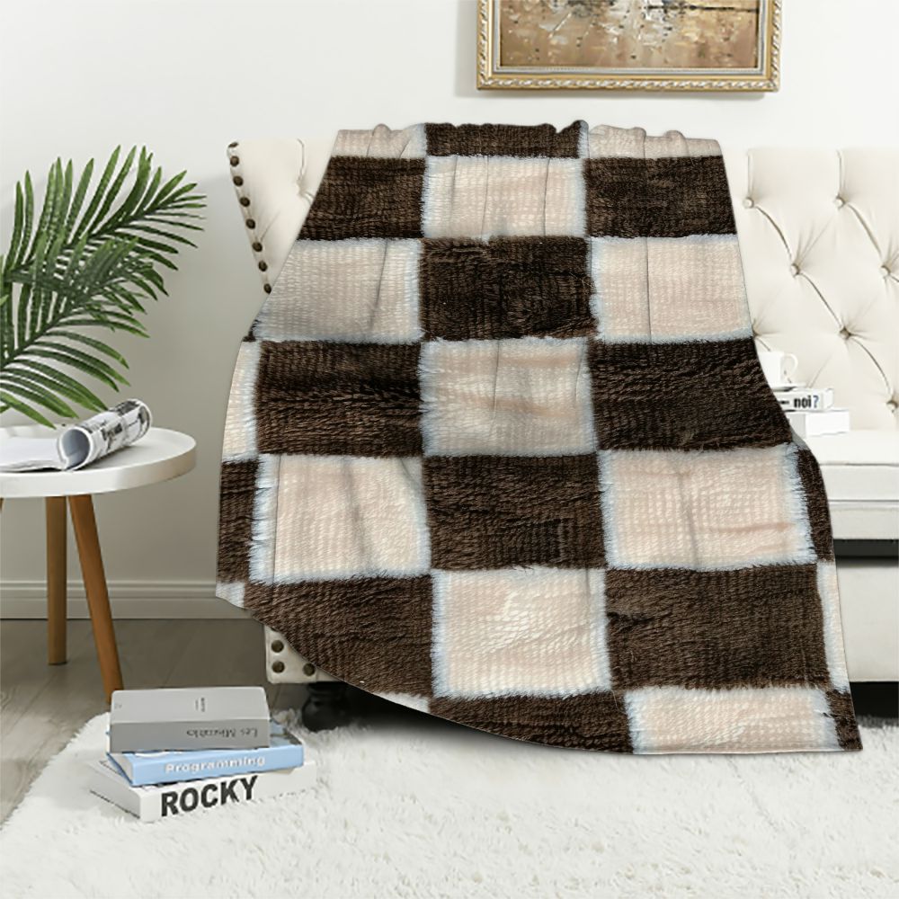 Checkered Pattern Blanket Father's Day Gift Indoor Blanket Autumn Soft