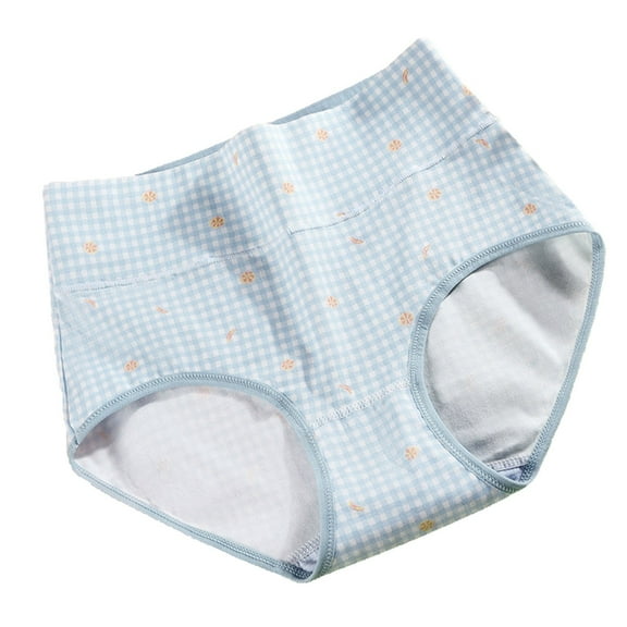 Checkered Pattern Panties Women High Waist Briefs Breathable Panties Splicing Butt Lifting Underwear