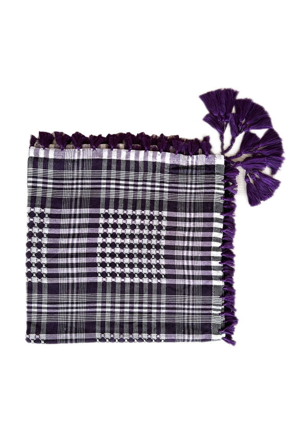 Checkered Pattern Shemagh Desert Scarf Fringed Tassels Arab Bandana Head Wraps