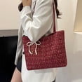 thumbnail image 1 of Checkered Pattern Shoulder Crossbody Handbag, Faux Leather Purse with Bow and Chain, Adjustable Strap Women's Casual Bag, Compact Practical Day Bag for Outings, 1 of 6