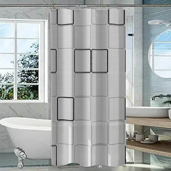 Checkered Pattern Small Shower Curtain for Bathroom Cream Stall RV Bathtub Home Decoration Boho Room Partition Waterproof Fabric Shower Curtains with Hooks