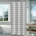 thumbnail image 1 of Checkered Pattern Small Shower Curtain for Bathroom Cream Stall RV Bathtub Home Decoration Boho Room Partition Waterproof Fabric Shower Curtains with Hooks, 1 of 2