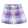 thumbnail image 1 of Checkered Pattern with Blue and Purple Swim Trunks Board Shorts Beach Pants Bathing Bottoms XL, 1 of 8